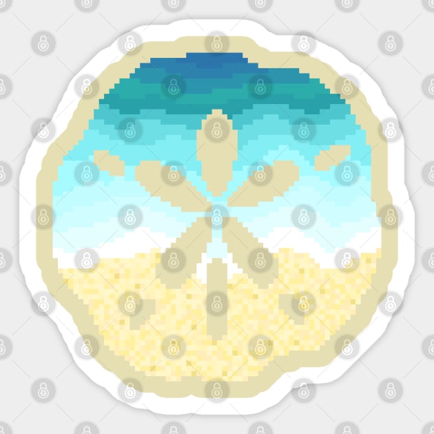 Modern Pixel Sea Sand Dollar Sticker by jofudachi